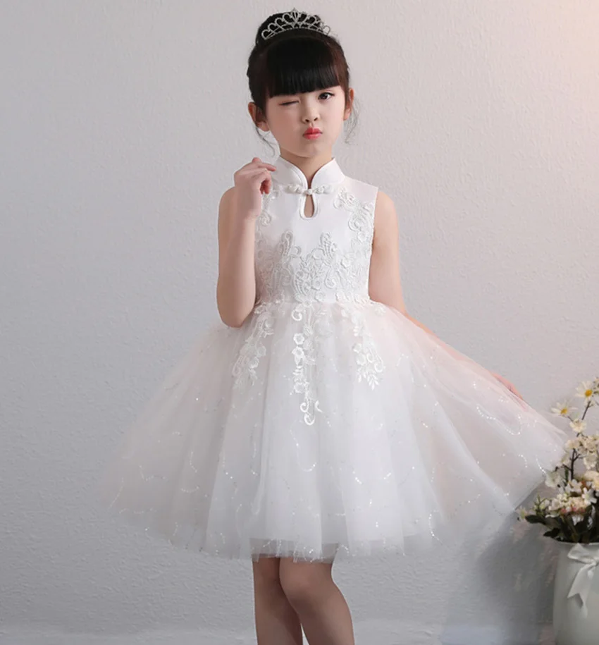 Beautiful Cheongsam Little Girls Clothes Baby Qipao Dress for Brithday Party Kids Princess Performance Formal Wedding Costumes | Детская