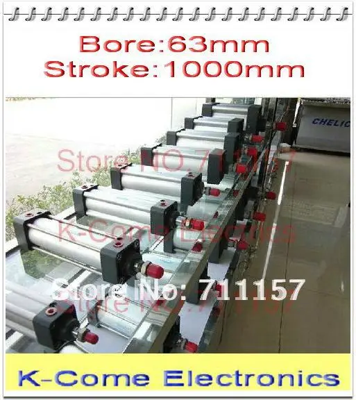 Одинарный пневматический цилиндр 63 мм диаметр отверстия 1000 ход хода SC 63x1000