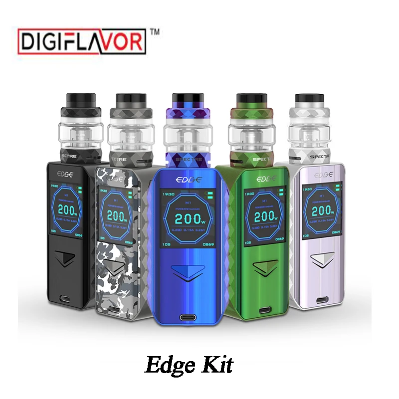 Оригинальный комплект Digiflavor Edge Vape 200 Вт TC Box Mod 5 мл Spectre Tank Digimesh Coil 0.2ohm Fit 18650 батарея