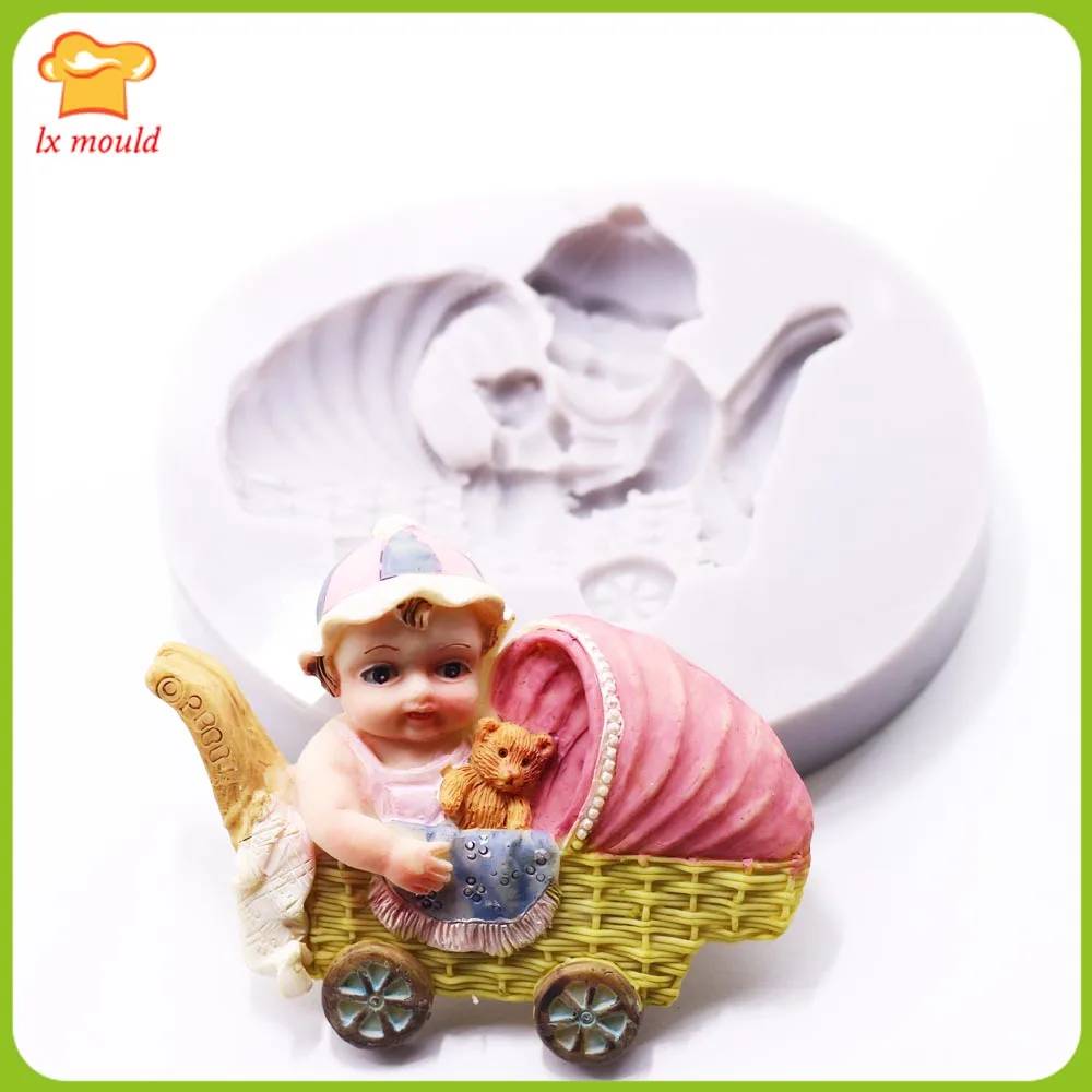 

LXYY MOULD New Crib Fondant Cake Mould Baby Cradle Chocolate Silicone Mold Baking Tools