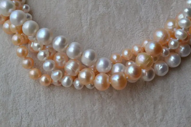 Elegant Flower Girl Pearl Necklace 18inches 6-9mm White Pink Color Mixes Real Freshwater | Украшения и аксессуары