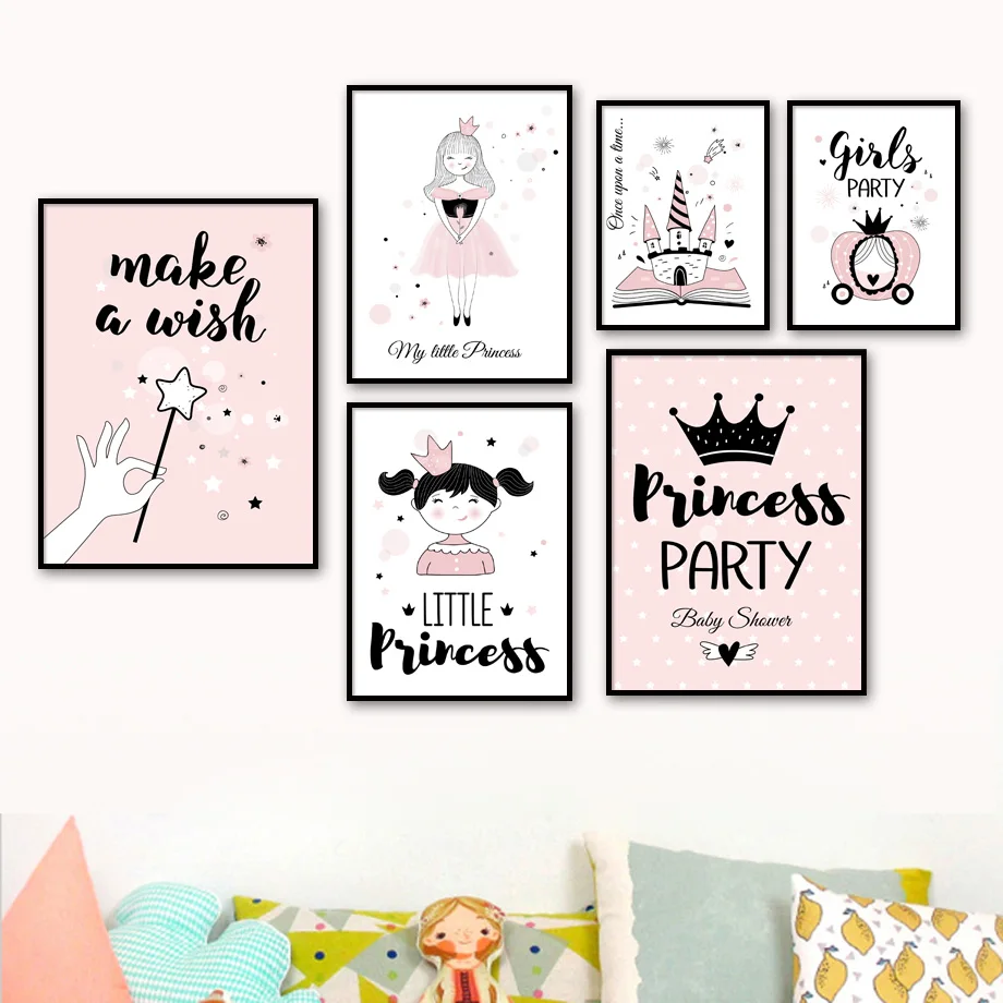 Розовая корона для принцессы вечеринки настенная живопись холст скандинавские