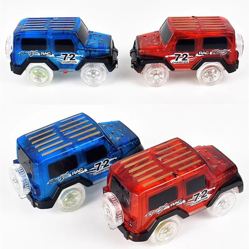 

2pcs/lot Glowing Racing Set for Kids LED Light Up Magic Cars Electronics Car With Flashing Lights Fancy DIY Car For Kid Toy