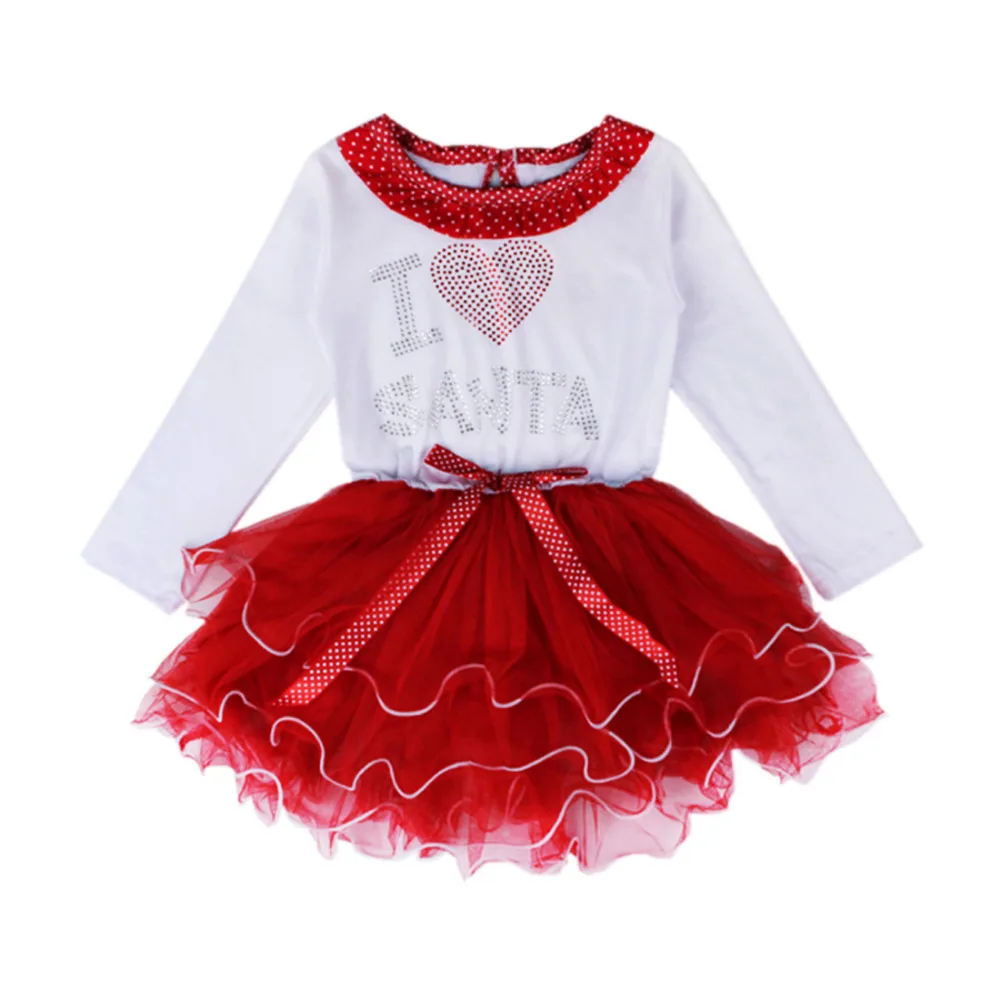 Рождественское платье для девочек милое детское платье-пачка с Санта-Клаусом