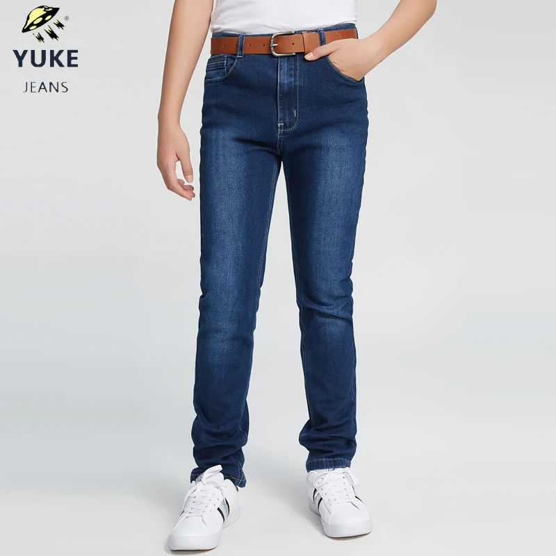 YUKE/новые джинсы для мальчиков модные облегающие с эластичной резинкой мужские