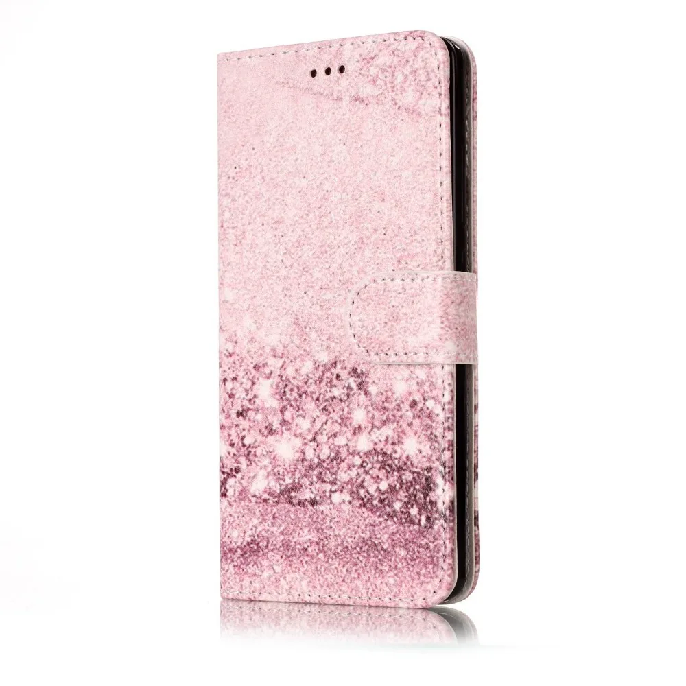 Для Huawei P9 Lite Чехлы Etui для P8Lite 2017 Coque под мраморную текстуру розовый кожаный