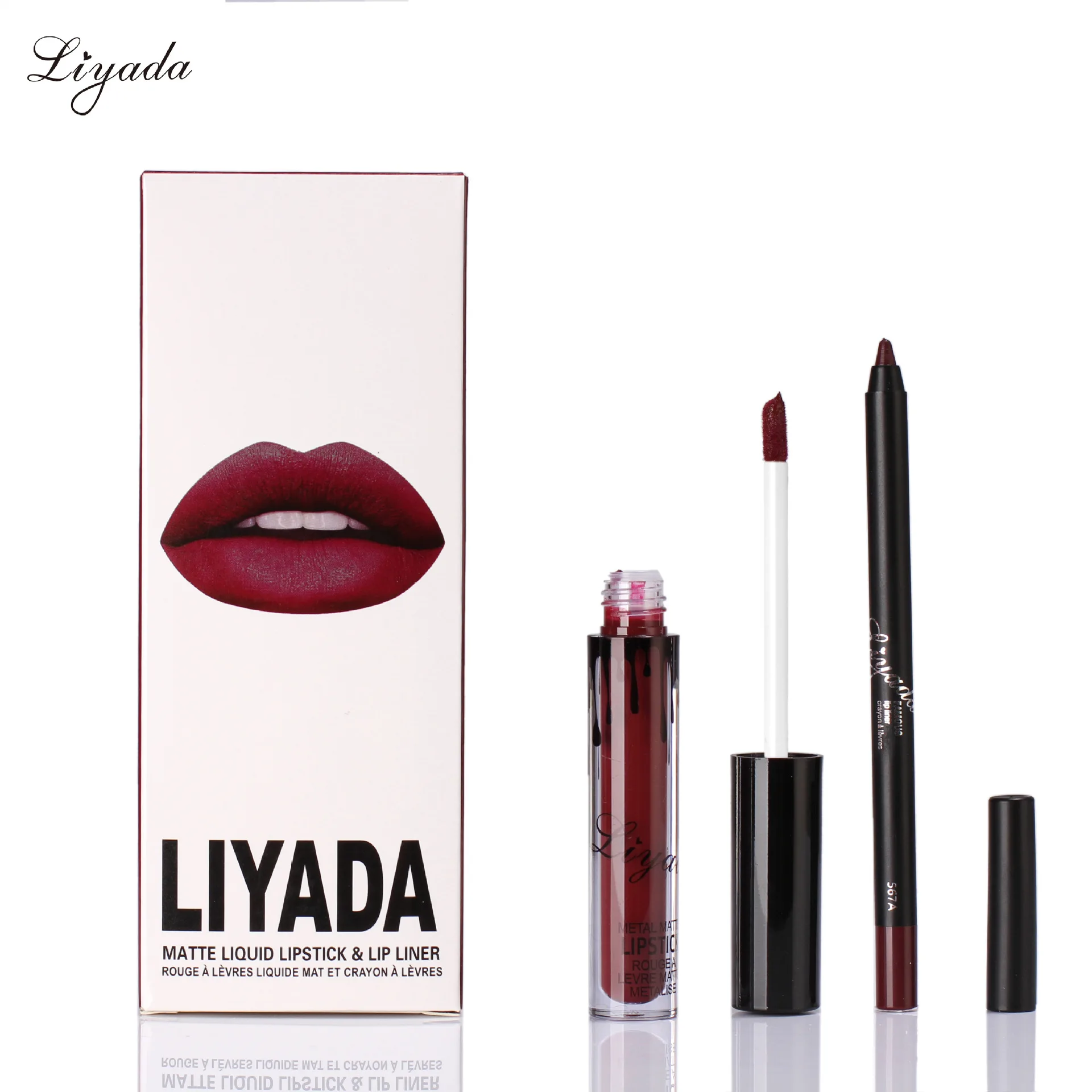 LIYADA 8 компл. Матовая жидкая помада + lips pencil Макияж Lasting Водонепроницаемый Коврики