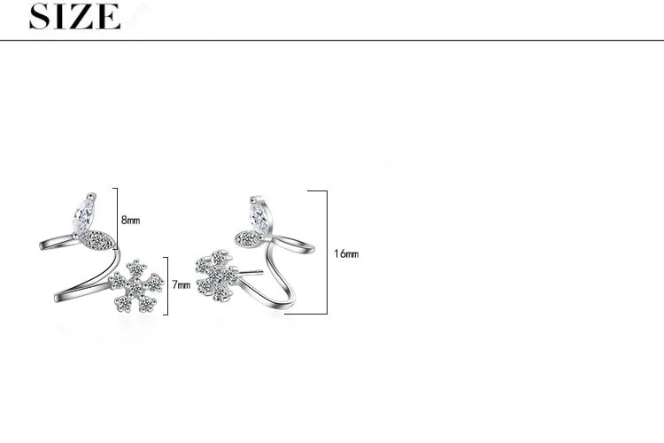 Женские серьги-гвоздики из серебра 100% пробы с цветком кристаллом
