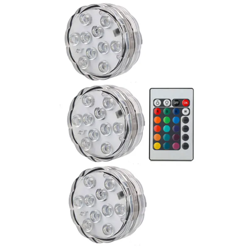 3 lamp 1 controller 10 Светодиодный подводный светильник с дистанционным управлением IP68 водонепроницаемый RGB многоцветный На Батарейках погружная ваза украшение лампа для бассейна - Испускаемый цвет: 3 lamp 1 controller