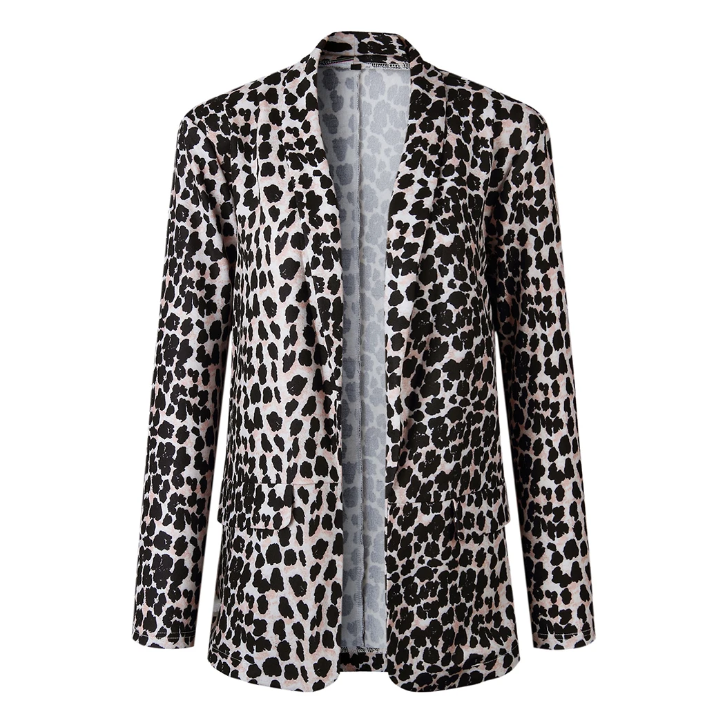 2018 г. осенние модные женские туфли Зубчатый воротник Leopard Blazer пальто весна дамы с