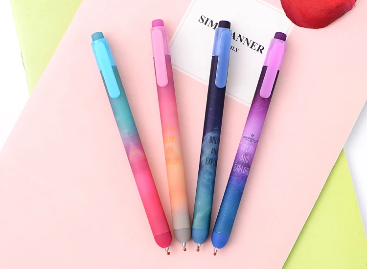 6 pcs/lot Beautiful Starry Sky Gel Pens Creative Star Dream Explore Black Ink Pens Student Writing Stationery Gift School Office