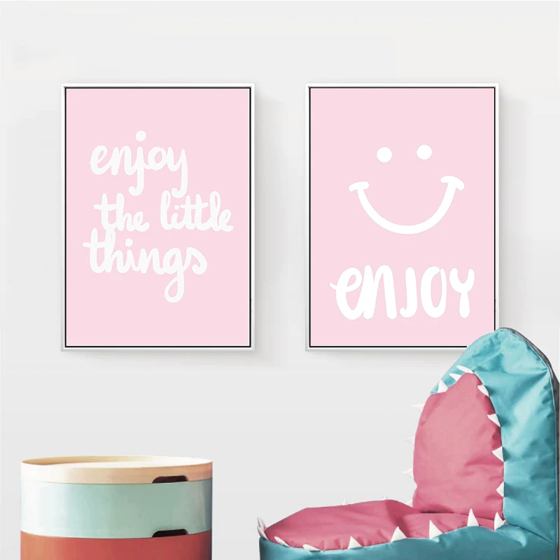 Little Baby Girl Pink Canvas Poster Life Quote Art Prints for Kids Children Nursery Wall Picture Bedroom Decor | Дом и сад