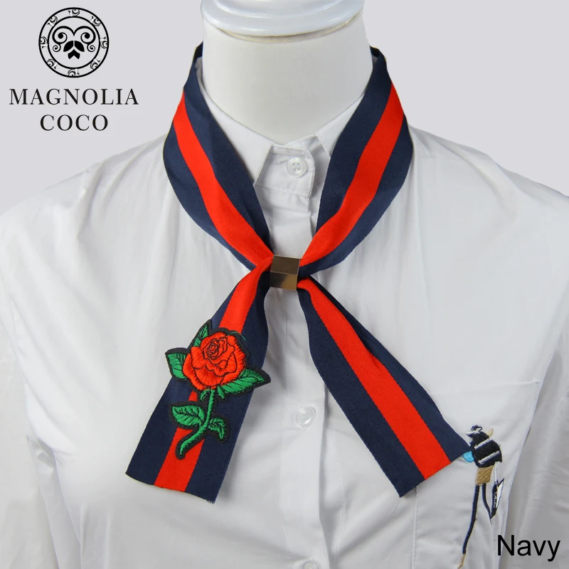 MAGNOLIA Корейский темперамент вышивка роза шарф металлическая пряжка ожерелье