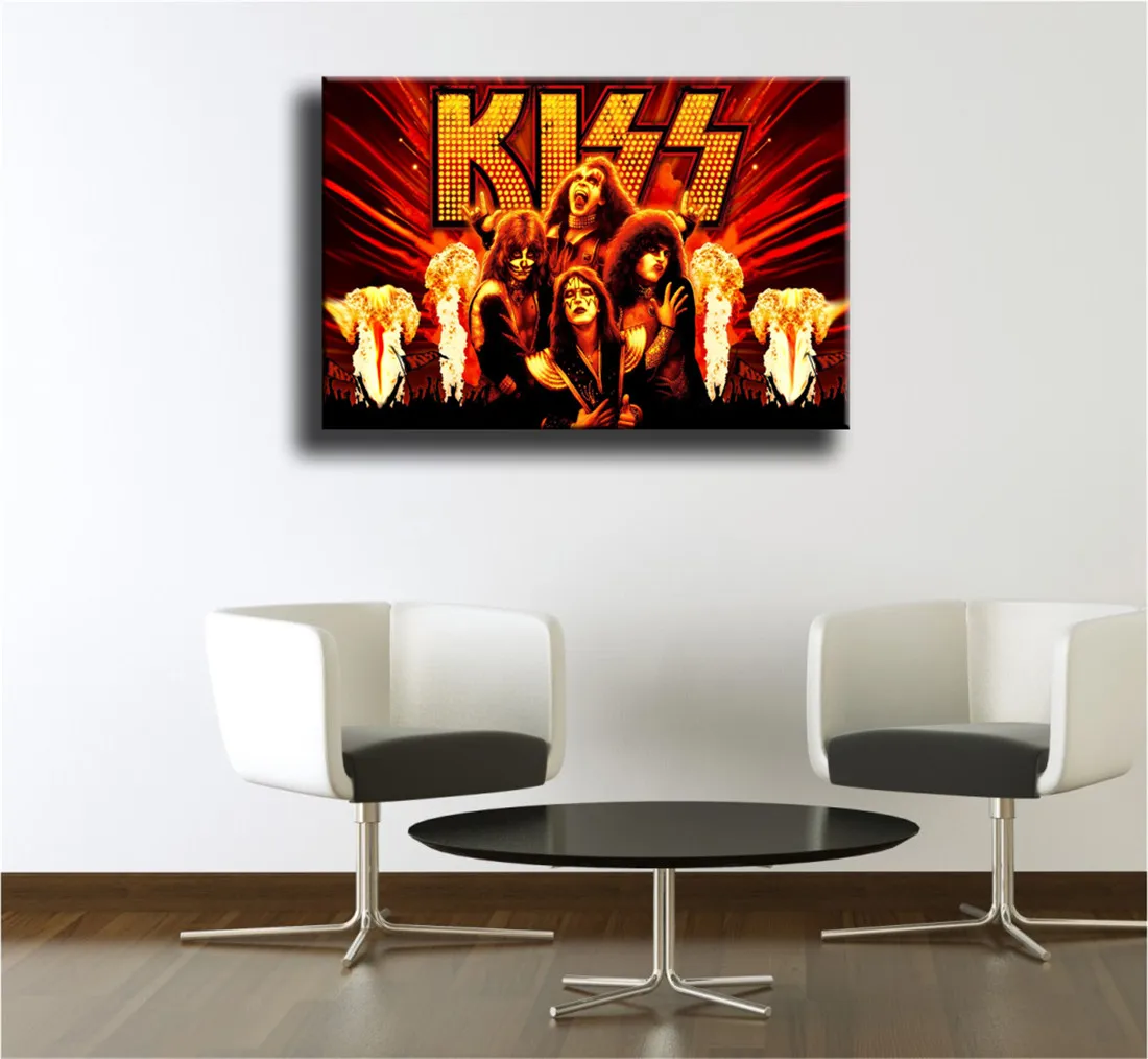 Band Kiss 1P Paintings Print on Canvas HD Abstract Painting Office Wall Art Home Decor Pictures | Дом и сад