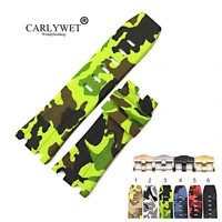 carlywet 28mm camo waterproof silicone rubber replacement wrist watchband strap belt loops buckles for royal oak offshore