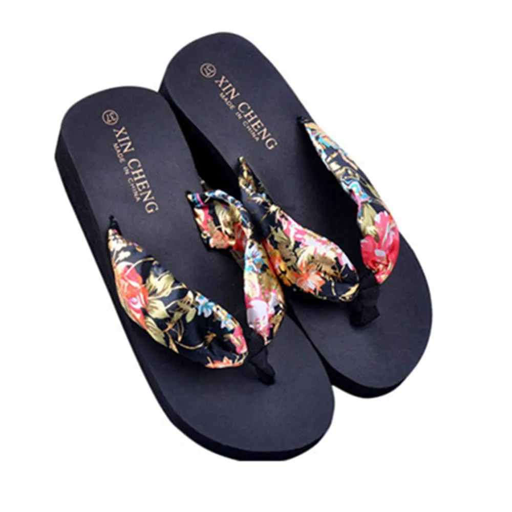 Сандалии SAGACE женские с цветочным принтом пляжные тапочки на танкетке шлепанцы