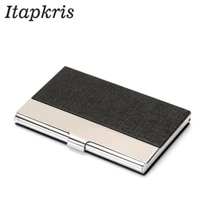 Кредитница из алюминиевой искусственной кожи для мужчин и женщин, стальная портативная кредитница для удостоверения личности, имени, банковских карт