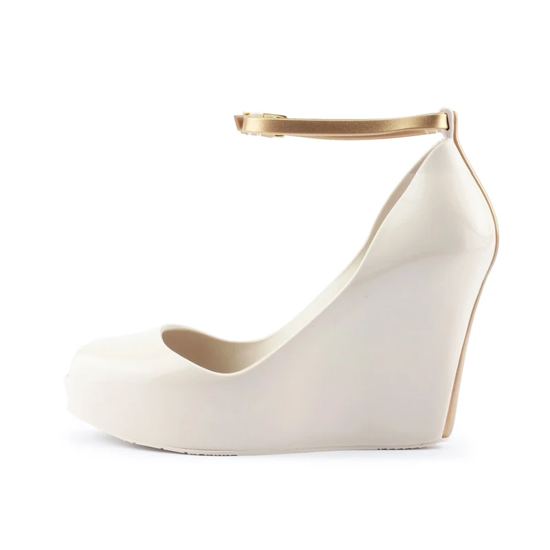 Туфли-лодочки женские с открытым носком на танкетке 14 см | Обувь