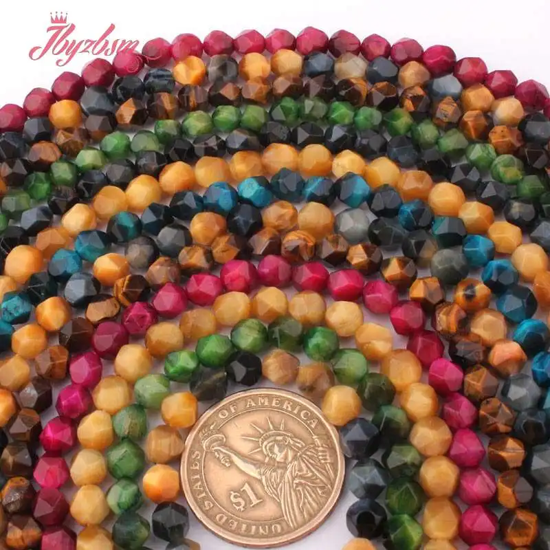 Бусины граненые голубые зеленые золотые тигровые глаза 6 мм бусины из