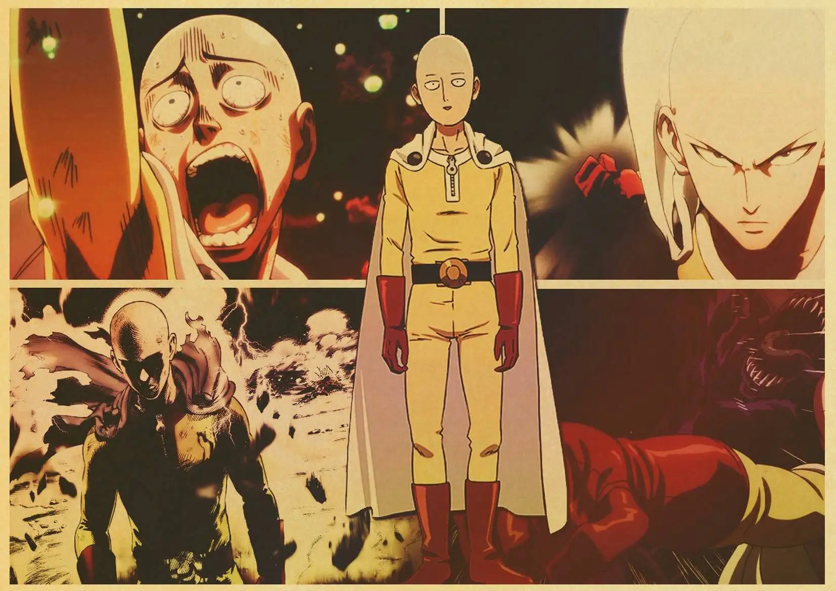 One Punch Man комиксы наклейка ретро постер домашний Декор Наклейки на стены крючок