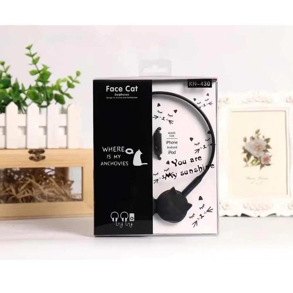 Цветные стереонаушники 3 5 мм с милым котом проводная гарнитура наушники для