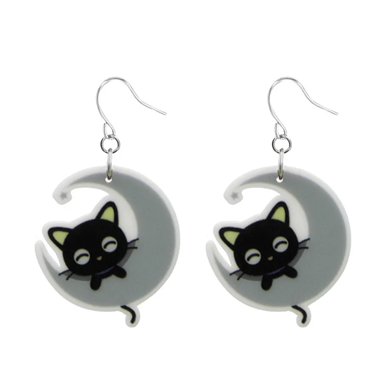 Детский подарок для девочек маленькая луна кошка серьги подвеска короткая