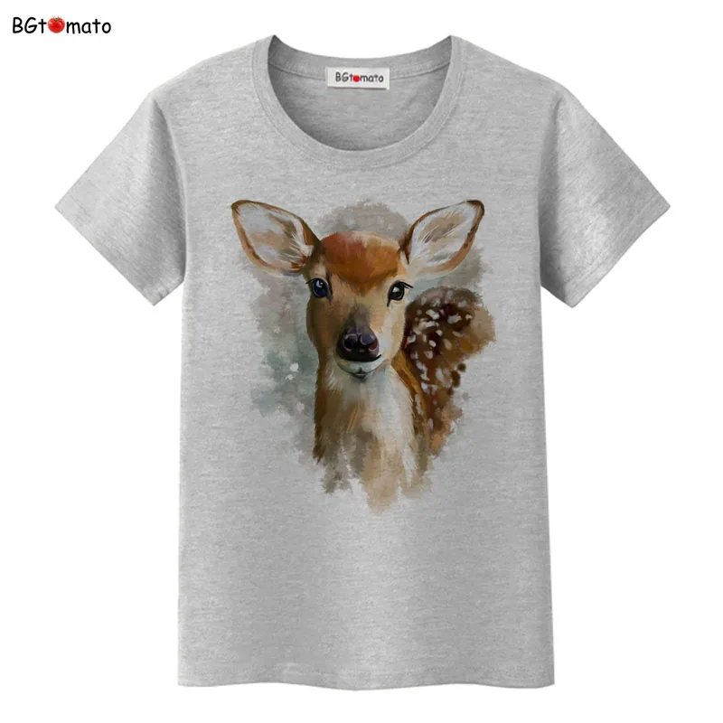 BGtomato 3D мультфильм футболка женская летняя обувь модные пятнистого оленя с