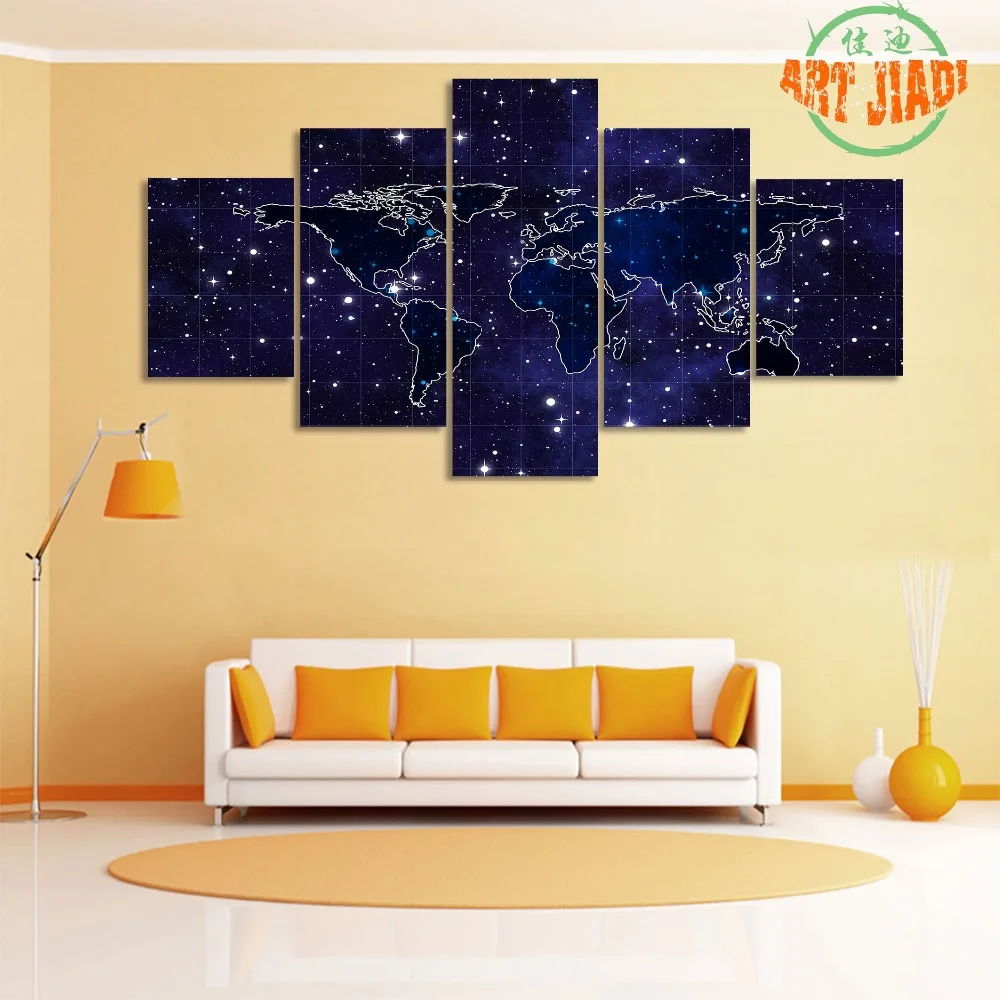 4-5 шт./компл. Холст Искусство земли ночные звезды небо сияющая карта мира