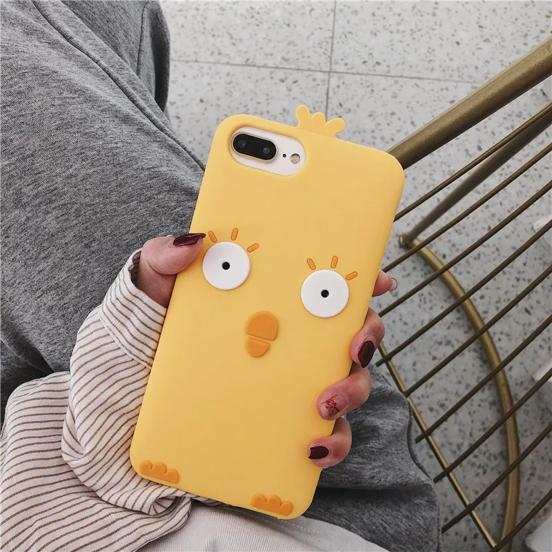 Горячие милые 3D мультфильм желтый цыпленок телефонные чехлы для iPhone X XR XS MAX
