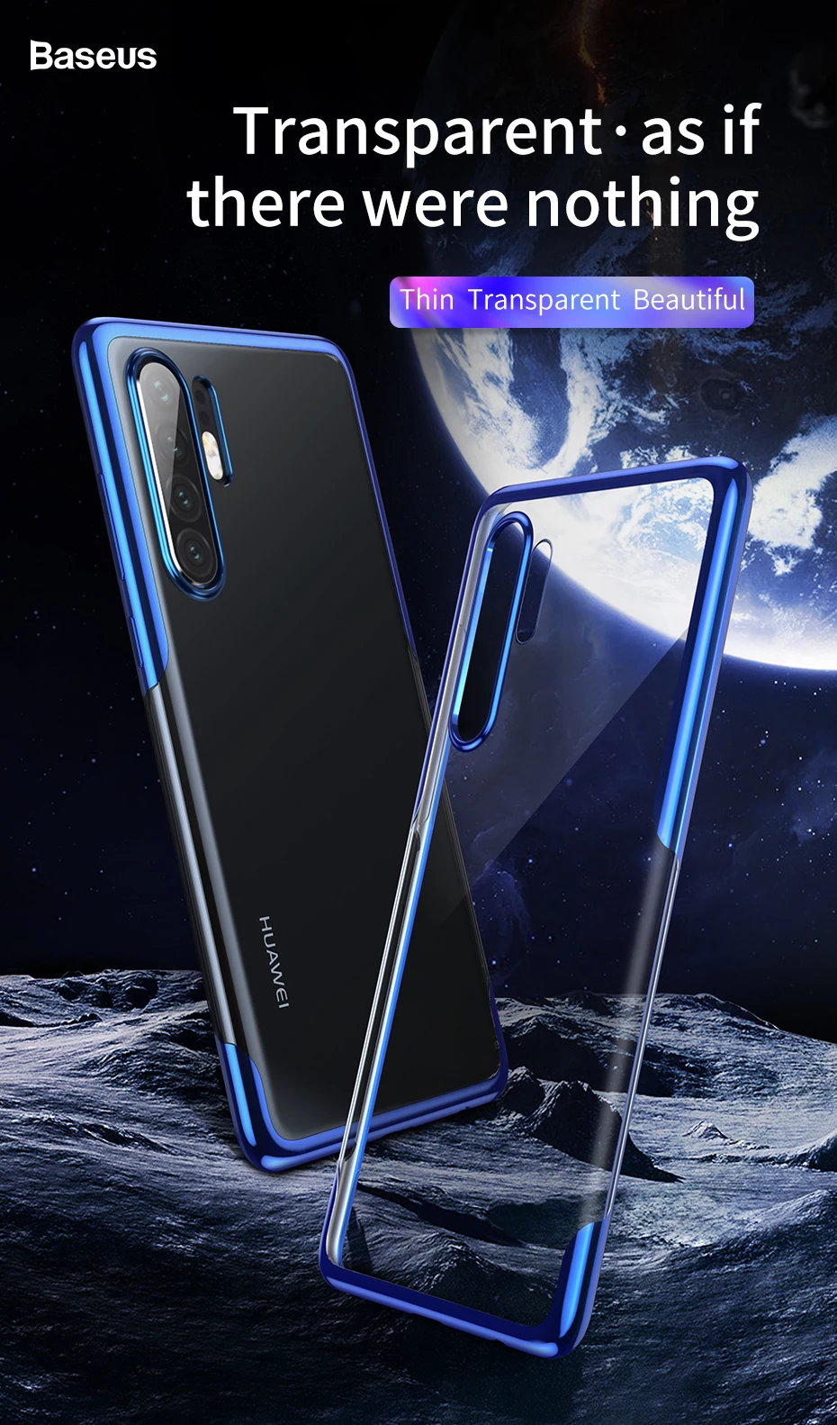 Роскошный чехол для телефона Baseus с покрытием для huawei P30 Pro, Ультра Прозрачный Мягкий ТПУ силиконовый чехол для huawei P30 P30Pro Funda