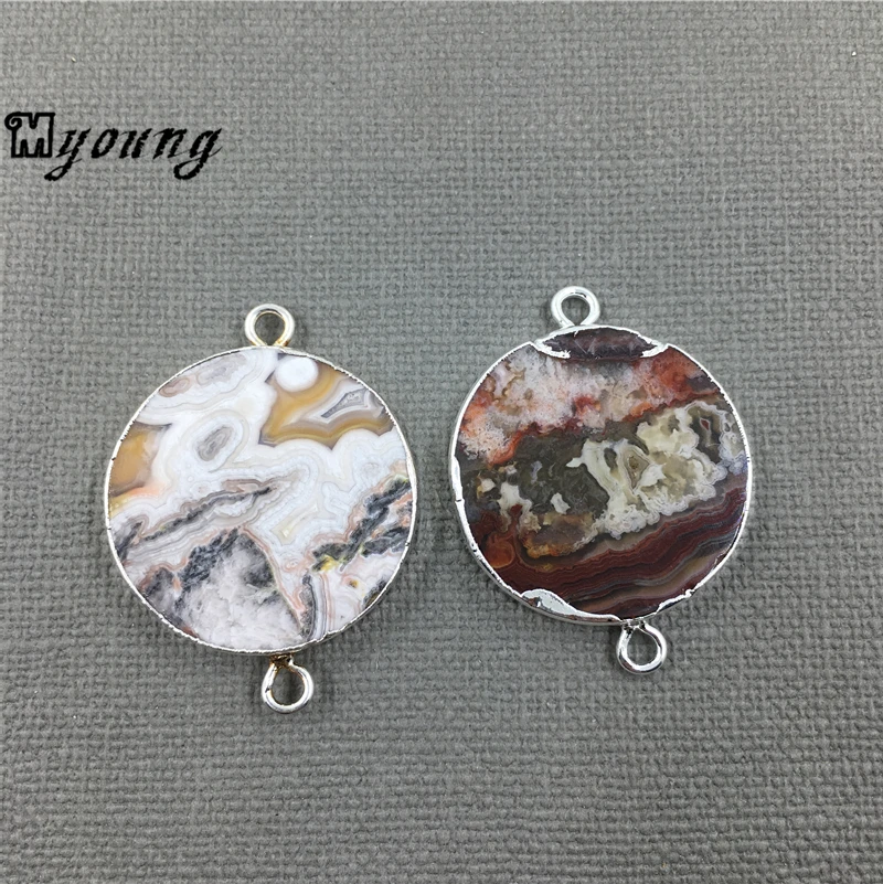 Натуральный камень Моксико сумасшедшие Агаты круглая пластина подвеска