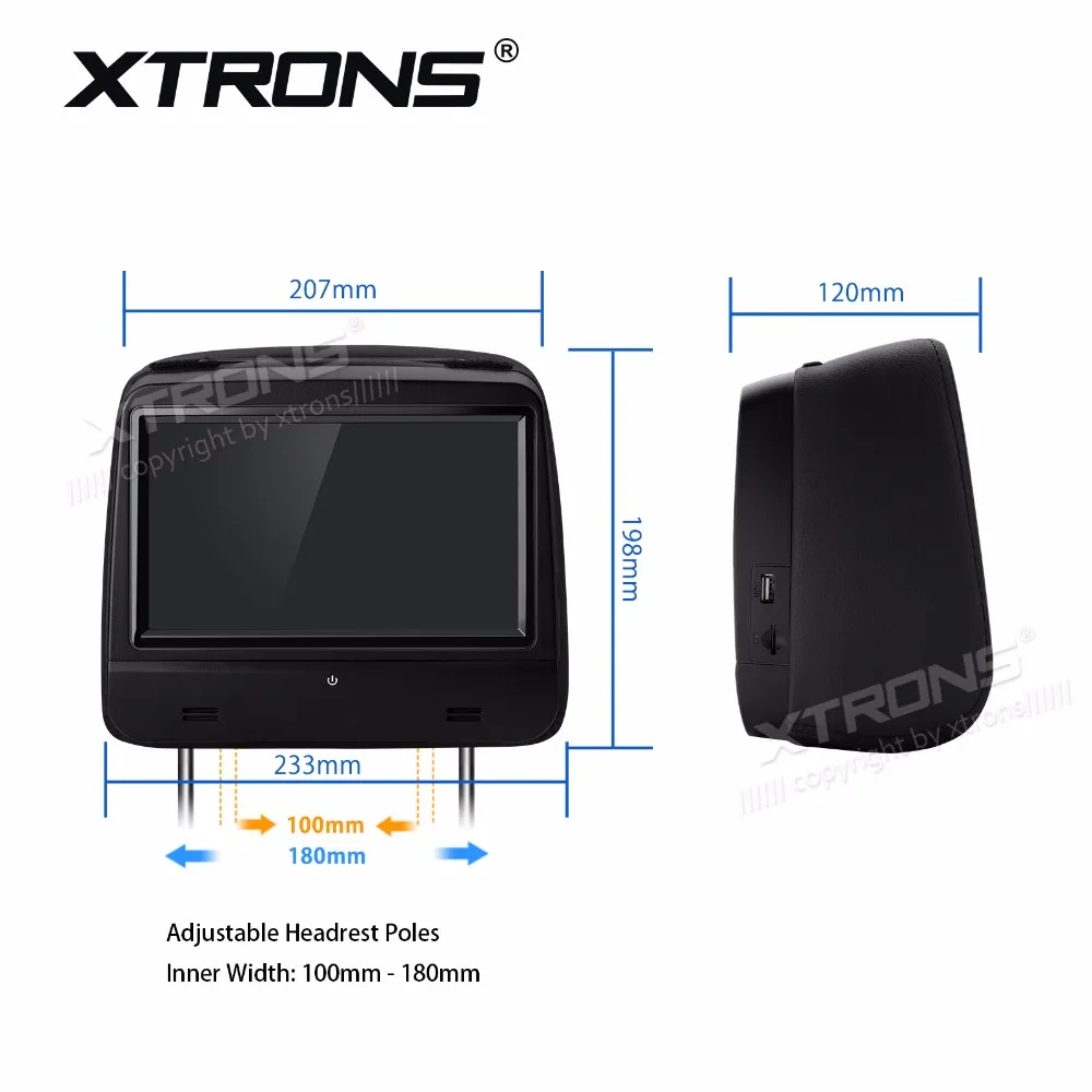 XTRONS 8 &quotHD 1280*720 цифровой сенсорный экран кожаный чехол подголовник автомобиля DVD