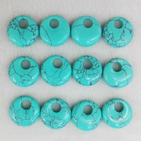 wholesale good quality natural stone beads gogo donut charms calaite stone pendants bead for jewelry necklace making 24pcs free