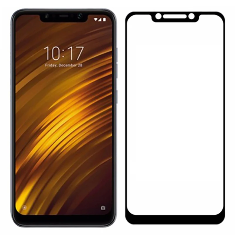 Case Pocophone F1 Full Cover For Xiaomi Pocophon Poco Phone F 1 1f Tempered Glass Safety Tremp Screen Protector Film 9h | Мобильные