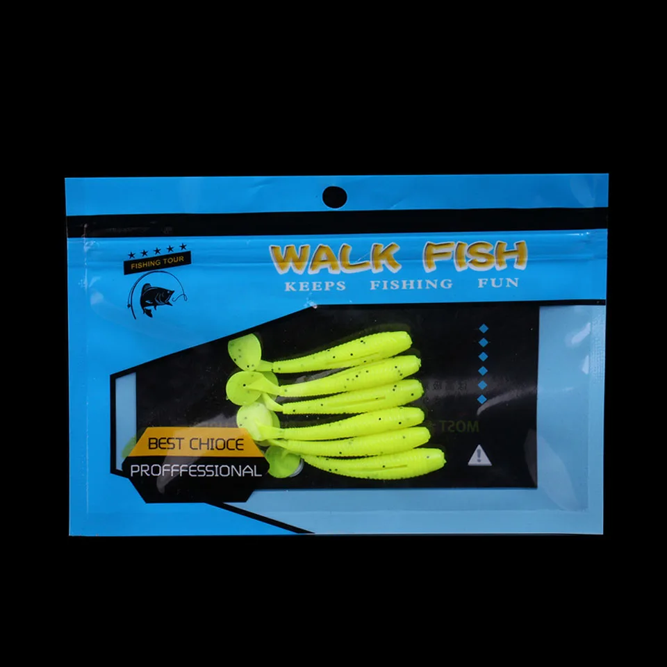 WALK FISH 6 шт./лот Мягкая приманка червь личинки T хвост воблеры для рыбной ловли 58 мм 1