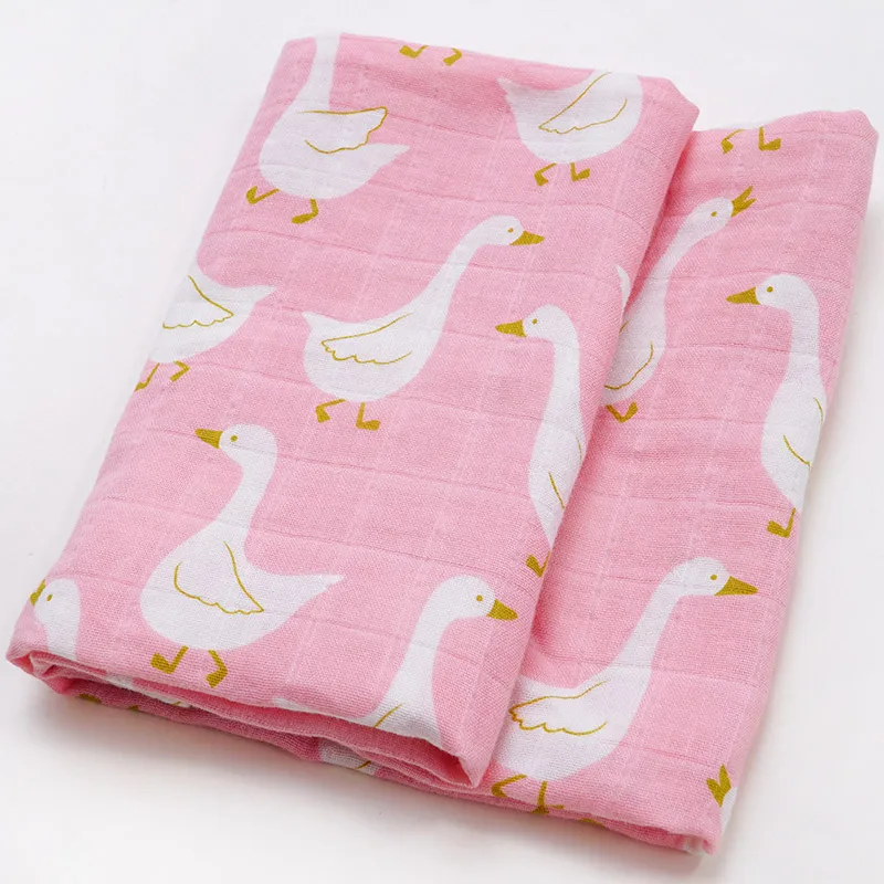duck Муслиновые детские пеленки из органического хлопка, мягкие детские одеяла для новорожденных, Банные марлевые детские пеленки для кормления, тканевые полотенца, шарф, детские вещи - Цвет: duck