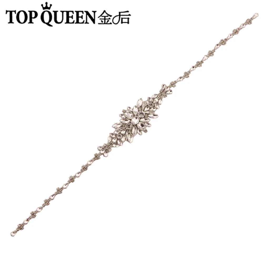 TOPQUEEN S352 свадебный пояс, свадебные Стразы для свадебного пояса, аксессуары для свадебного платья, свадебное платье, пояс 1 см - Цвет: only applique45cm