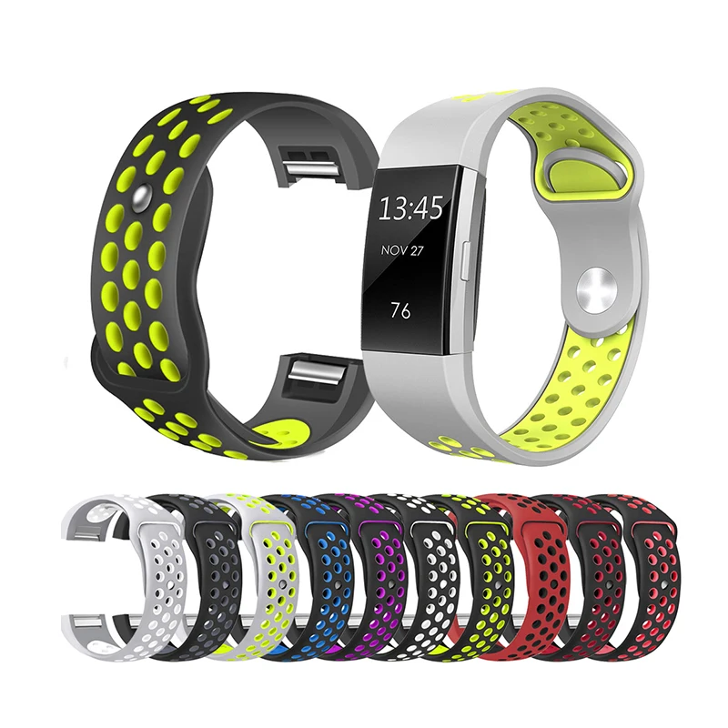 Цветной ремешок для Fitbit Charge 2 спортивный силиконовый на запястье браслет умный