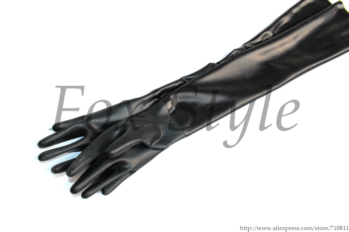 Черные латексные длинные перчатки длиной более 50 см|long gloves|latex long glovesgloves |