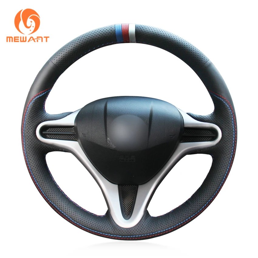 MEWANT черный чехол рулевого колеса автомобиля из натуральной кожи для Honda Jazz 2008 2014