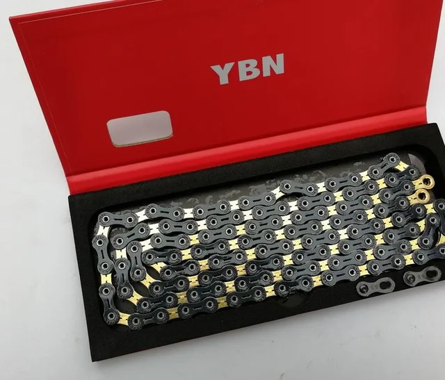 10 speed YBN велосипедные цепи сверхлегкие черные/золотые полые 10/11 скоростные цепи MTB цепь для дорожного велосипеда - Цвет: 10 speed
