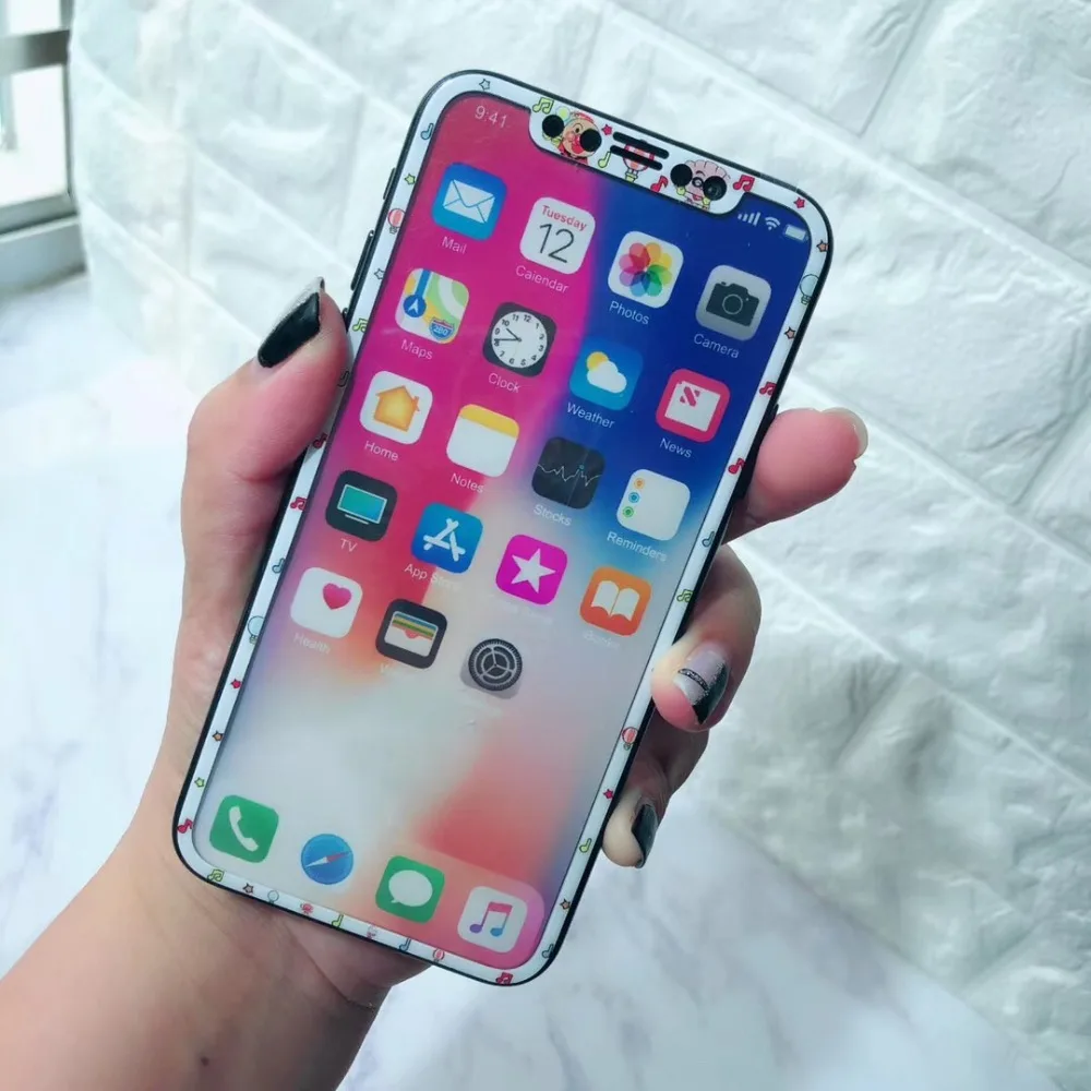 10 шт. для iPhone/XS японский мультфильм дисни экран Закаленное стекло пленка Doraemon Микки милый углеродного волокна передний протектор
