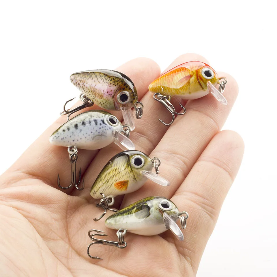 

5PCS/Lot 1.8g 3cm Mini Japan Crankbait 5Baits with Plastic Box Fly Fishing Lure Crazy Wobbler Topwater 0.1-0.5m Wobbler