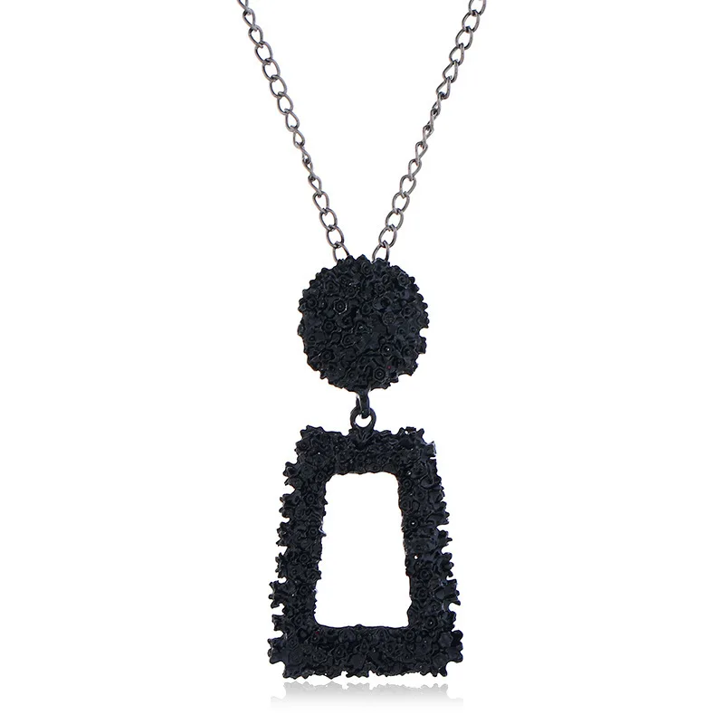 Q024black Хит, модное простое ожерелье с подвеской в виде геометрических фигур для женщин, длинное ожерелье с металлическим сердцем золотого цвета, колье для женщин - Окраска металла: Q024black