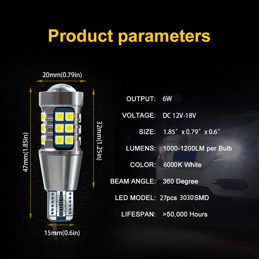 2X W16W T15 921 912 LED Bulb Canbus Car Backup Reverse Lights For Mercedes Benz AMG CLA W203 W211 W204 W210 W124 W212 W202 W205 |