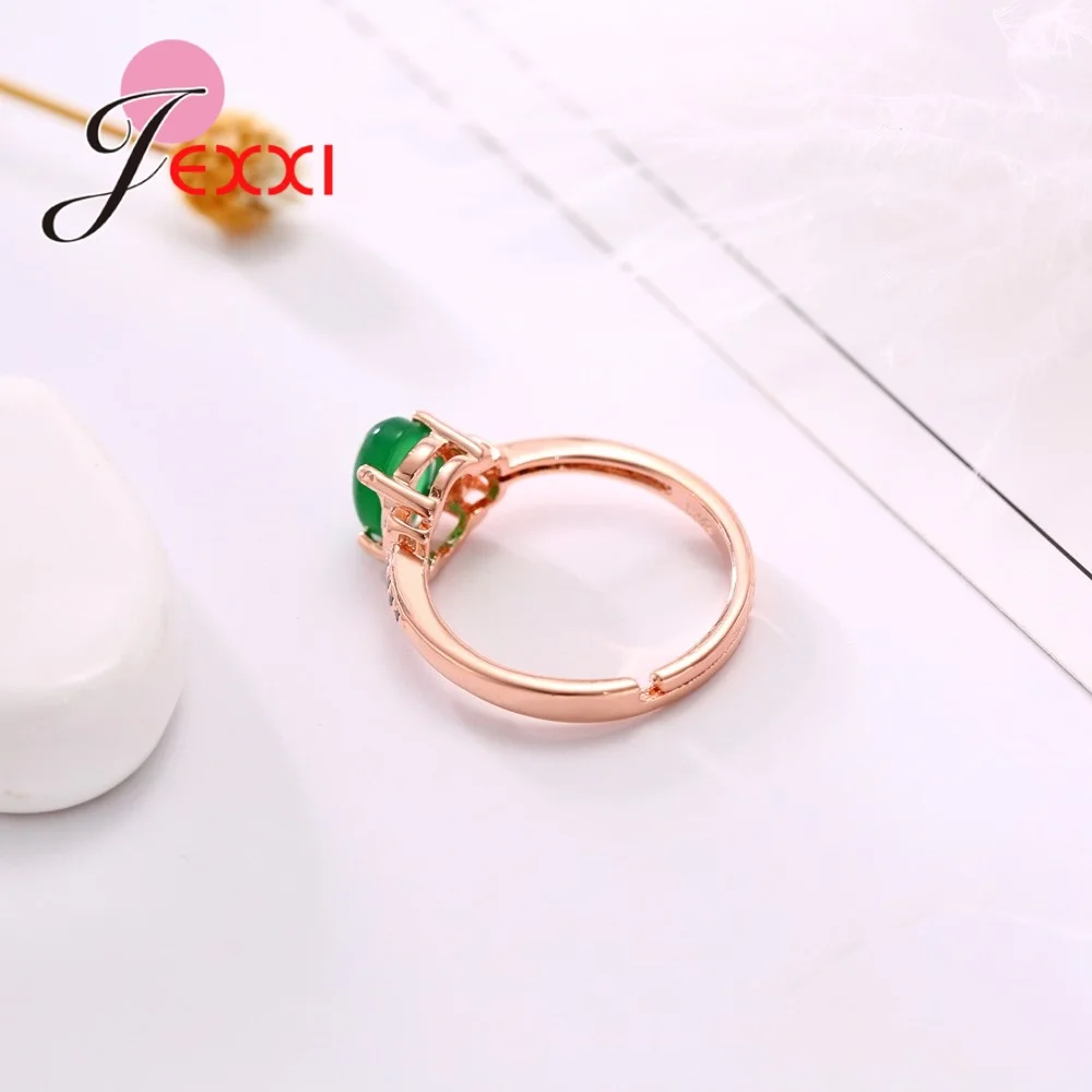 

Original Design Women Rose Gold Cocktail Ring Girls Luxury Jewelry Green Zirconia Rhinestones Bague Fashion Birthday Gift