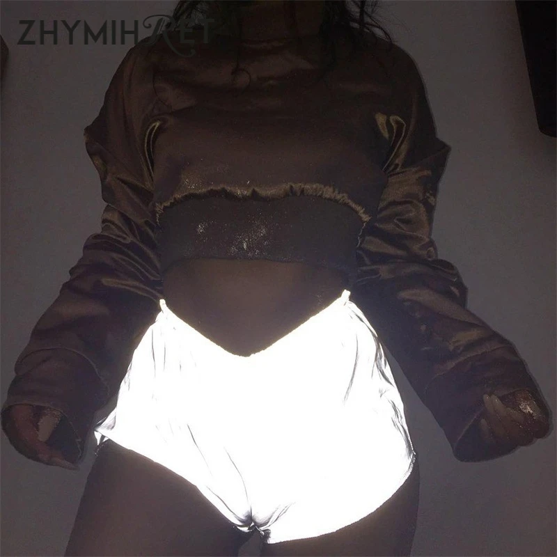 Женские Светоотражающие шорты ZHYMIHRE летние повседневные с высокой талией