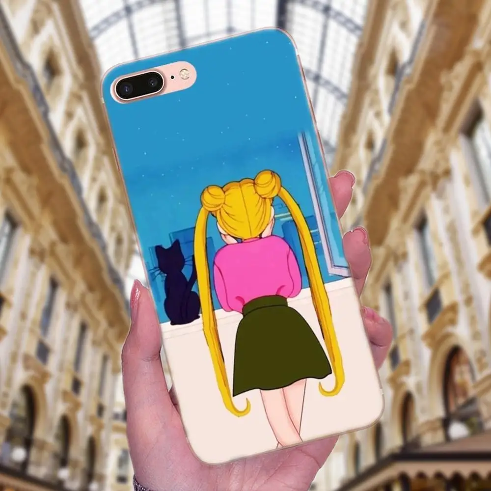Чехол из ТПУ для Apple iPhone 4 4S 5 5C 5S SE 6 6S 7 8 Plus X XS Max XR сотовый телефон Сейлор Мун Луна