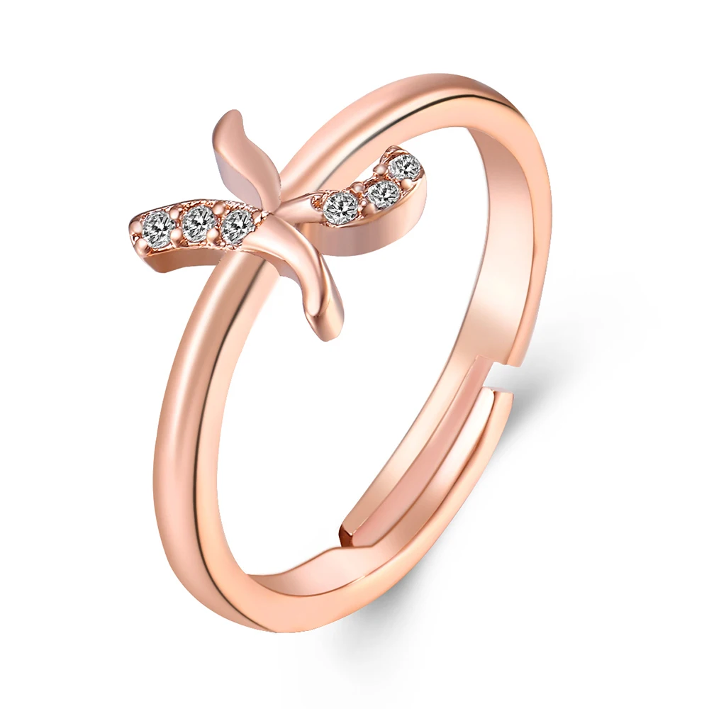 IF ME Мода Новый дизайн кристальная буква кольца для женщин розовые золотые