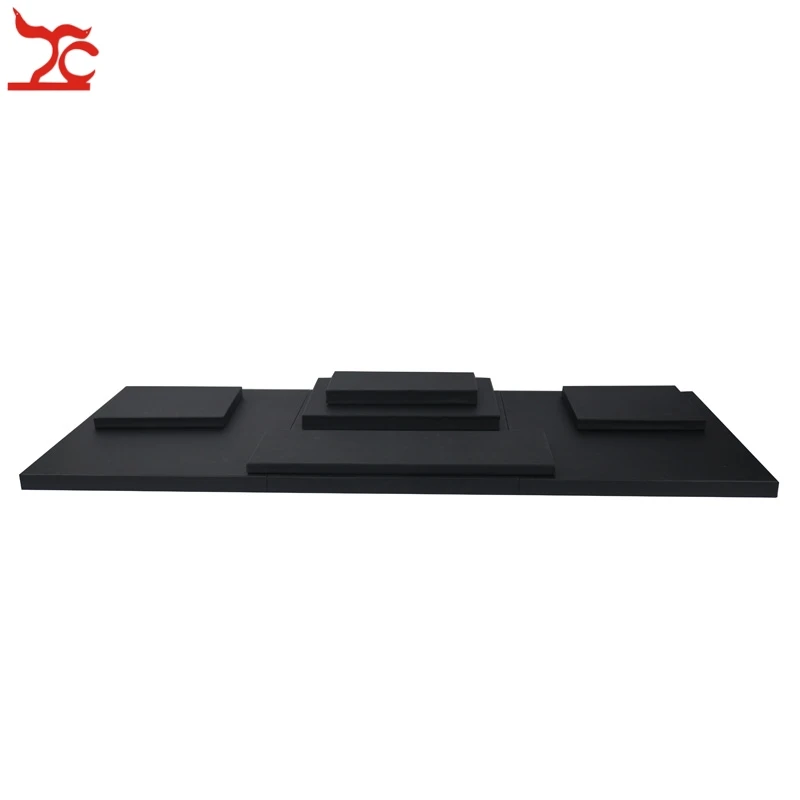 

Wooden Jewelry Display Substrate Black Leatherette Window Showcase Bottom Board Store Jewelry Display Increase Tray Box Platform